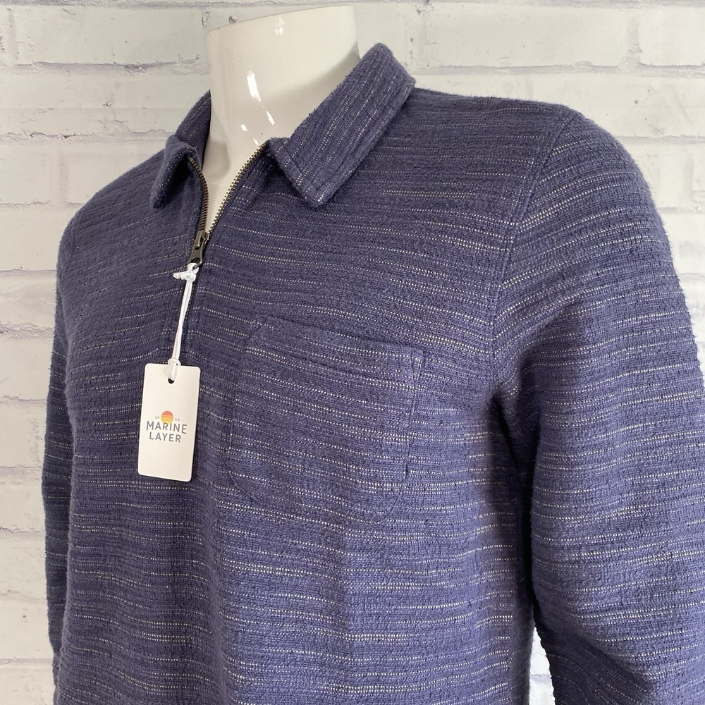 Marine Layer Sweater Men's Small Pullover 1/4 Zip Pullover Textured Stripe NWT
